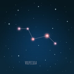 Obraz na płótnie Canvas Constellation scheme in starry sky. Open space. Vector illustration Vulpecula constellation through a telescope