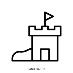 sand castle icon. Line Art Style Design Isolated On White Background