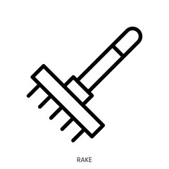 rake icon. Line Art Style Design Isolated On White Background