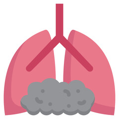 dust smog lung air pollution icon flat style