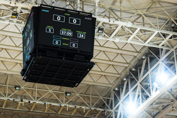 big score board hanging in a sports hall