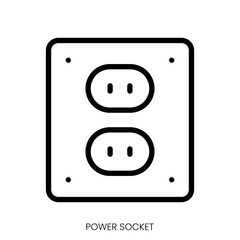 power socket icon. Line Art Style Design Isolated On White Background