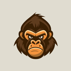 Gorilla head logo mascot design template. monkey logo Vector illustration