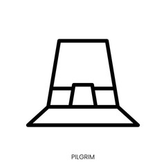 pilgrim icon. Line Art Style Design Isolated On White Background