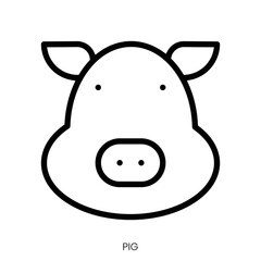 pig icon. Line Art Style Design Isolated On White Background