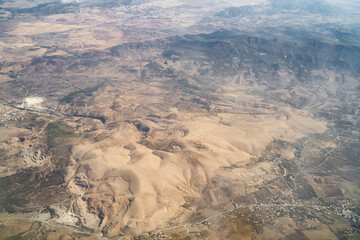 Aerial view of Tunisia during the flight Monastir to Lyon - some landscape- Tunisia