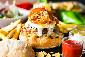 Authentic top quality American Burger with grilled goat cheese.
