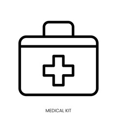 medical kit icon. Line Art Style Design Isolated On White Background