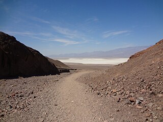 View of Badwater Basin in Background, Hiking Natural Bridge Trail 