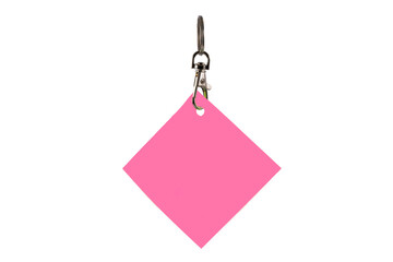 key ring fob mock up template  in pastel  pink isolated on a wh png transparent ite background