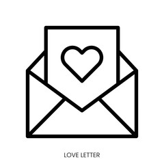 love letter icon. Line Art Style Design Isolated On White Background