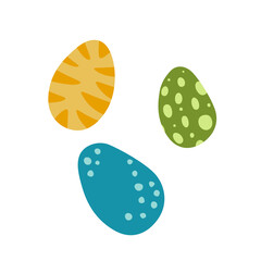 Dinosaur eggs set. Dino eggs. Flat, cartoon, vector