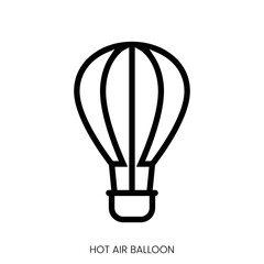 hot air balloon icon. Line Art Style Design Isolated On White Background