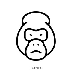 Obraz na płótnie Canvas gorilla icon. Line Art Style Design Isolated On White Background