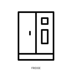 fridge icon. Line Art Style Design Isolated On White Background
