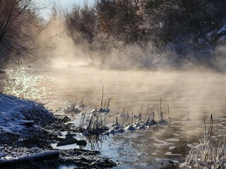 river in the fog