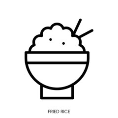 fried rice icon. Line Art Style Design Isolated On White Background