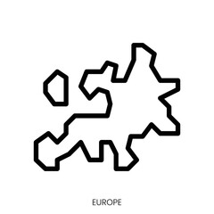 europe icon. Line Art Style Design Isolated On White Background