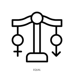 equal icon. Line Art Style Design Isolated On White Background