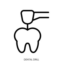 dental drill icon. Line Art Style Design Isolated On White Background