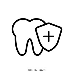 Dental care icon. Line Art Style Design Isolated On White Background