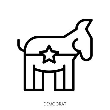 democrat icon. Line Art Style Design Isolated On White Background