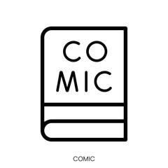 comic icon. Line Art Style Design Isolated On White Background