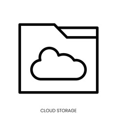 cloud storage icon. Line Art Style Design Isolated On White Background