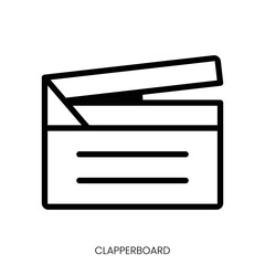 clapperboard icon. Line Art Style Design Isolated On White Background