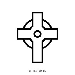 celtic cross icon. Line Art Style Design Isolated On White Background