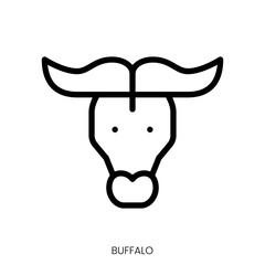 buffalo icon. Line Art Style Design Isolated On White Background