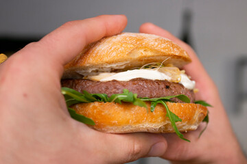 Authentic American burger with mayonnaise