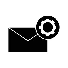 Email configuration icon design. Mail setting vector. Envelope and gear icon. isolated on white background