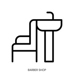 barber shop icon. Line Art Style Design Isolated On White Background