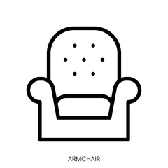 armchair icon. Line Art Style Design Isolated On White Background