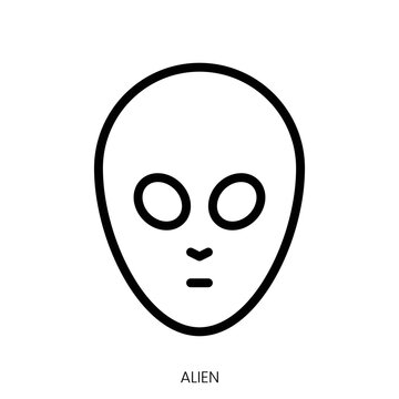 alien icon. Line Art Style Design Isolated On White Background