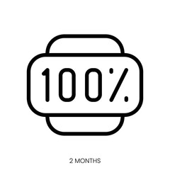 2 months icon. Line Art Style Design Isolated On White Background