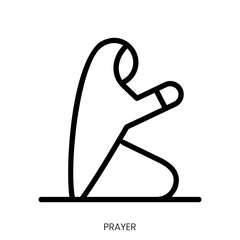 prayer icon. Line Art Style Design Isolated On White Background