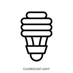 fluorescent light icon. Line Art Style Design Isolated On White Background