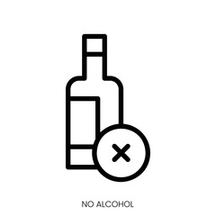 no alcohol icon. Line Art Style Design Isolated On White Background