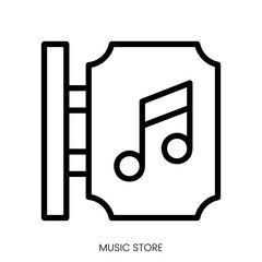 music store icon. Line Art Style Design Isolated On White Background