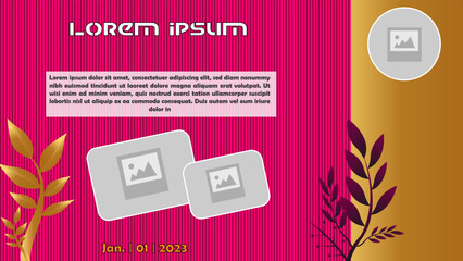 Plantation flyer design and nature related flyer and poster design vector template with pink and golden colour