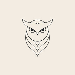 owl bird line art logo design vector.