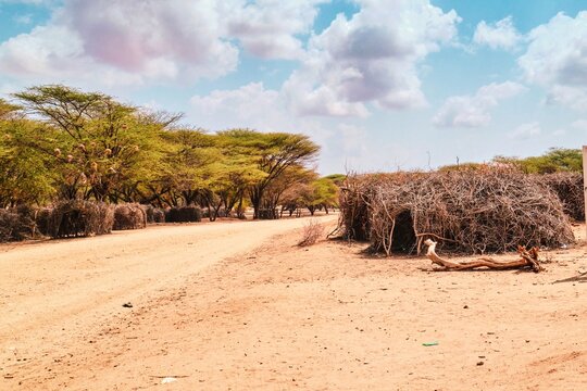 Traditional samburu tribe houses at Ndoto Mountains, Kenya