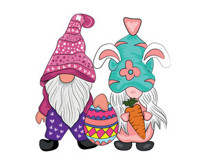 Easter gnome sublimation set, Easter gnome clipart set, cute gnomes with Easter egg and carrots