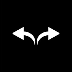 Arrow icon isolated on black background. 