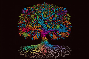 Psychedelic Tree of Life. Generated using Midjourney AI