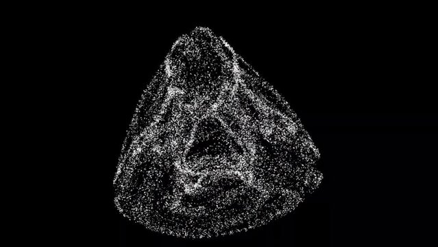 3D ancient decoration consisting of small particles rotates along 3 axes 60FPS. Science historic concept. Tutorial Video. Abstract backdrop for logo, title, event, concept, presentation. 3D animation
