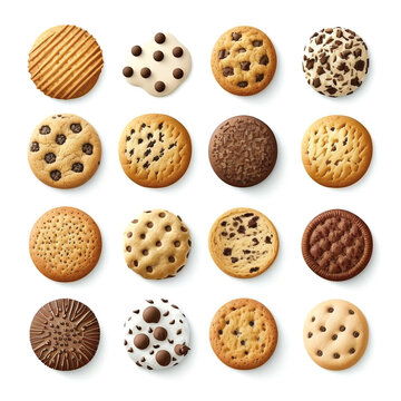 Kekse mit Schokolade Icon Set – Generative AI