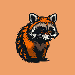 raccoon head animal logo character mascot vector illustration - obrazy, fototapety, plakaty